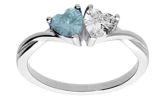 Bague 1001 Bijoux en argent rhodié double coeur