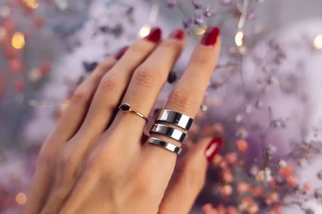 bague longue en argent