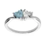 Bague 1001 Bijoux en Argent rhodié double coeur en oxyde bleu ciel et blanc