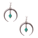 Boucles d&rsquo;oreilles pendantes croissant de lune et sa turquoise