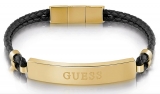 Bracelet Guess pour homme : cuir et acier plaqué