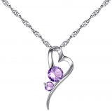 Pendentif coeur stylisé avec cristaux parme